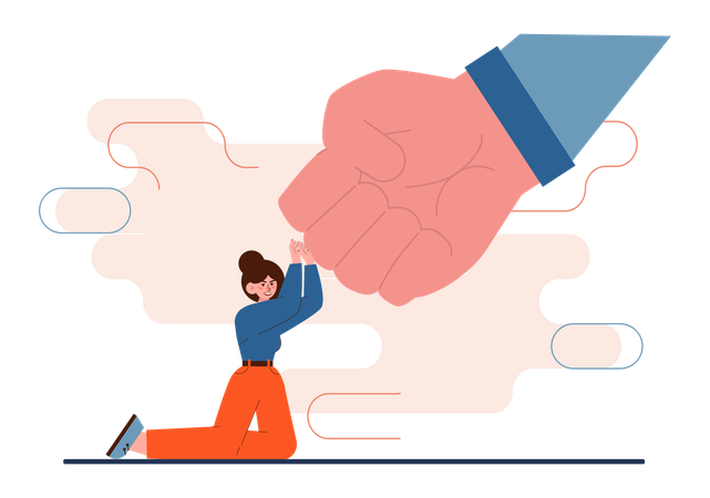 Woman fights with boxer  Illustration