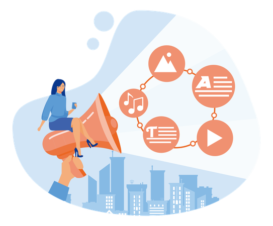 Woman Fill Web Page With Content  Illustration