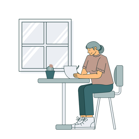 Woman filling Insurance Application  Illustration