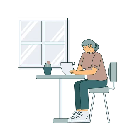 Woman filling Insurance Application  Illustration