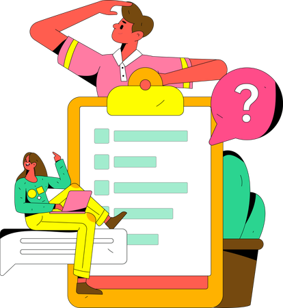 Woman filling online survey form  Illustration