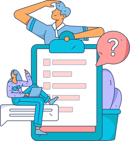 Woman filling online survey form  Illustration