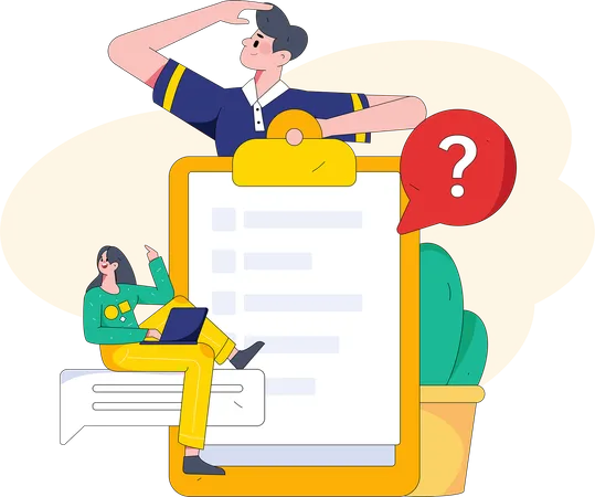 Woman filling online survey form  Illustration