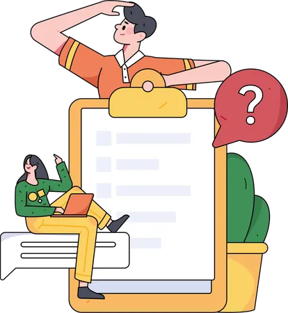 Woman filling online survey form  Illustration