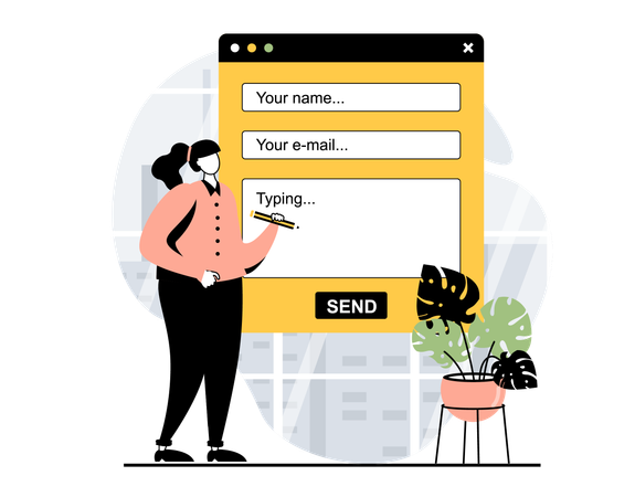 Woman filling out feedback form  Illustration