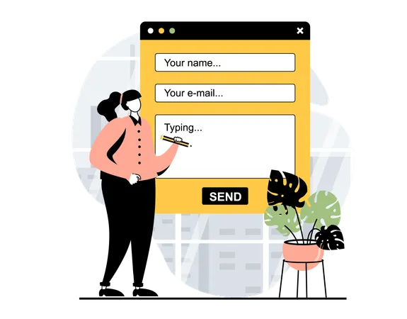 Woman filling out feedback form  Illustration