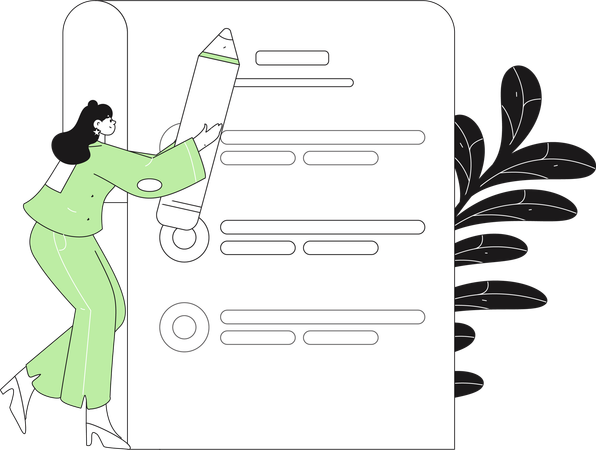 Woman filling questionnaire form  Illustration