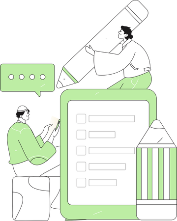 Woman filling questionnaire form  Illustration