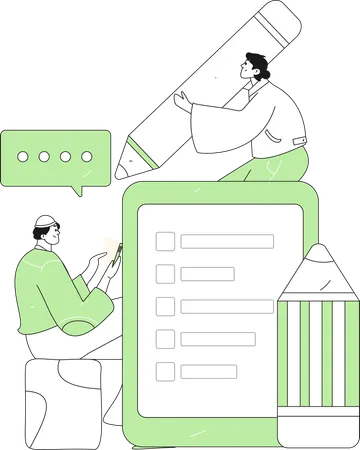 Woman filling questionnaire form  Illustration