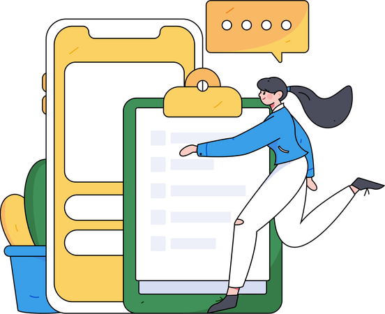 Woman filling survey form  Illustration