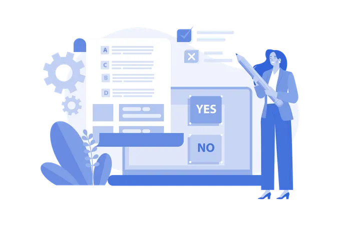 Woman Filling Survey Form Online Survey Concept Feedback Service  Illustration