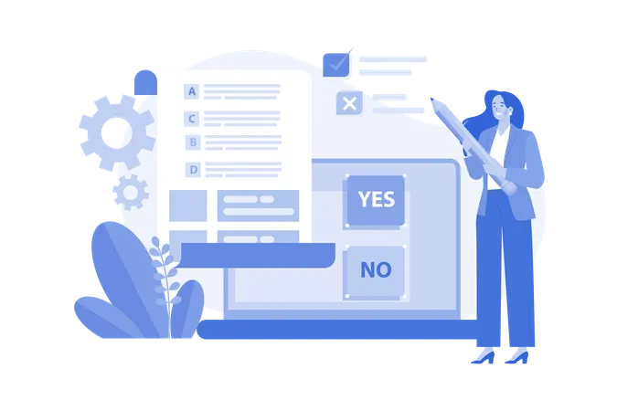 Woman Filling Survey Form Online Survey Concept Feedback Service Illustration