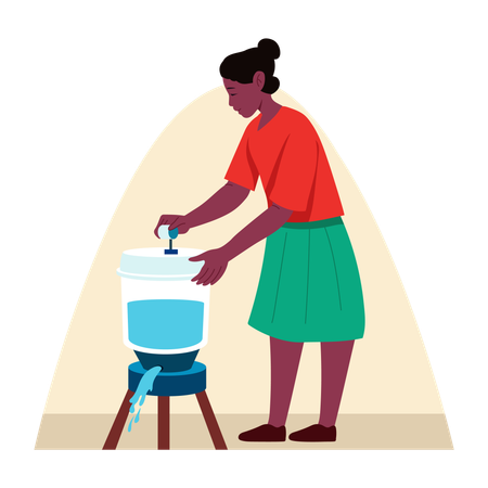 Woman Filtering water  Illustration