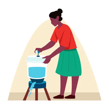 Woman Filtering water  Illustration