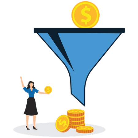 Woman Find investment opportunities and build good financial discipline for stable income  Illustration