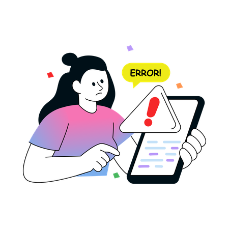 Woman Finding App Error  Illustration