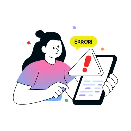 Woman Finding App Error  Illustration