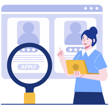 Woman finding applicants from job application  Illustration