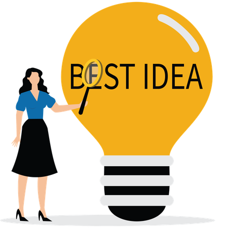 Woman Finding best idea for business  Illustration