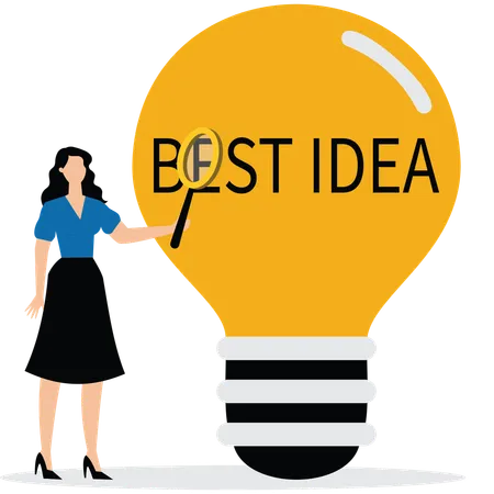 Woman Finding best idea for business  Illustration