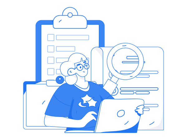 Woman finding checklist  Illustration