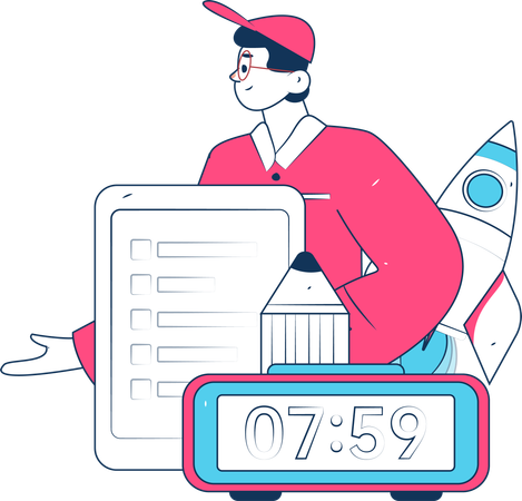 Woman finding checklist  Illustration