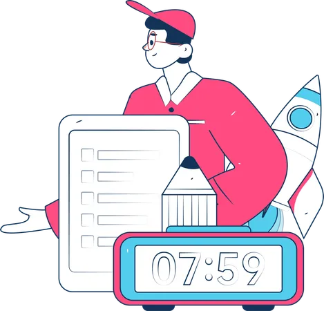 Woman finding checklist  Illustration