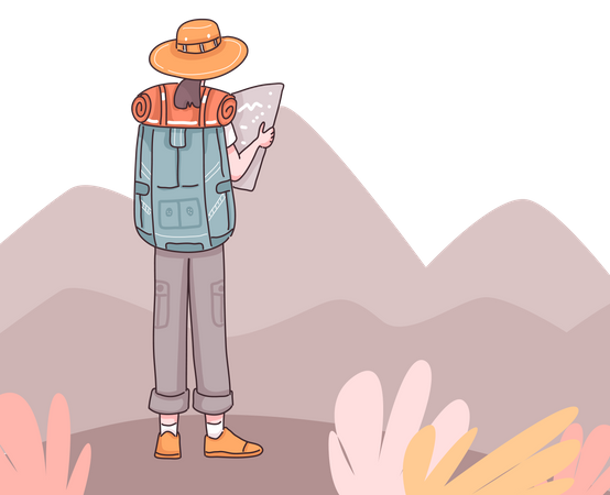 Woman finding destination  Illustration