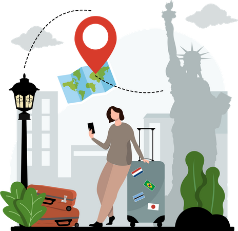 Woman finding destination  Illustration