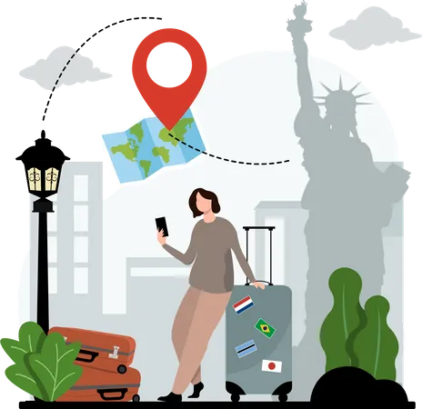 Woman finding destination  Illustration