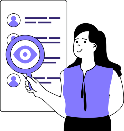 Woman finding employee profile  Illustration