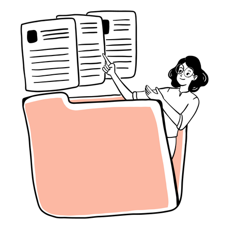 Woman finding file in folder  Illustration