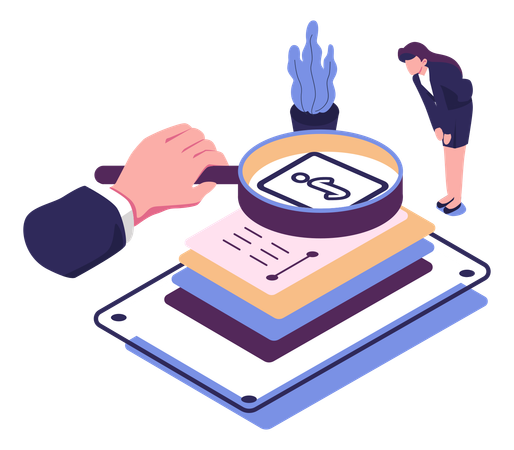 Woman finding guide  Illustration