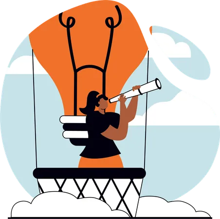 Woman finding idea  Illustration