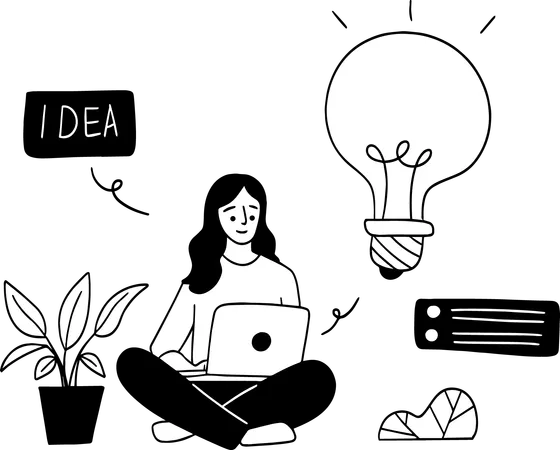 Woman finding Idea  Illustration