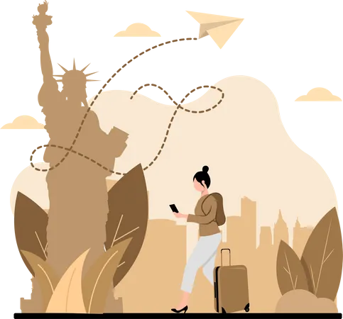 Woman Finding Location  Illustration