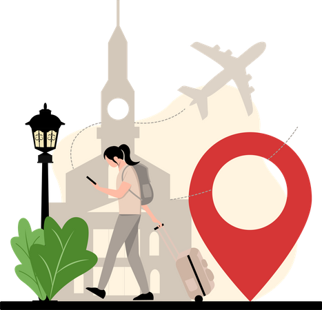Woman finding location  Illustration