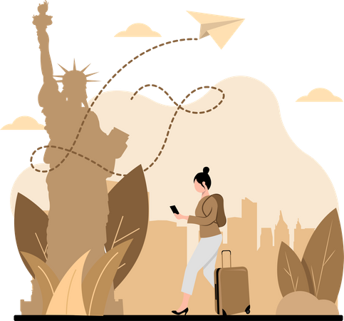 Woman Finding Location  Illustration
