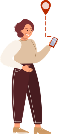 Woman finding location on phone  Illustration