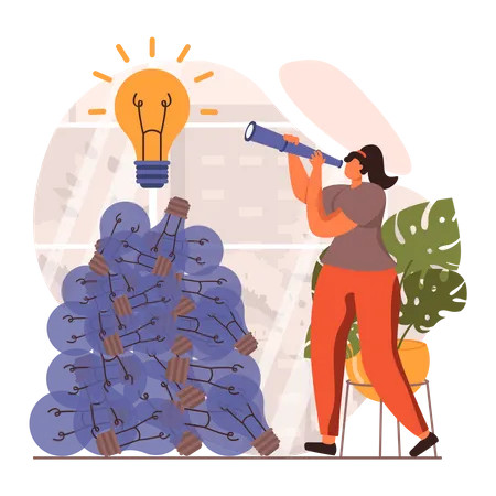 Woman finding new idea  Illustration