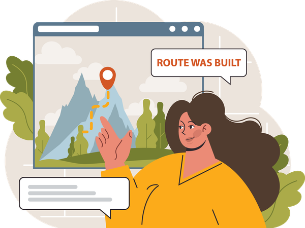 Woman finding route  Illustration