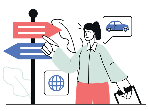 Woman finding travel location  Illustration
