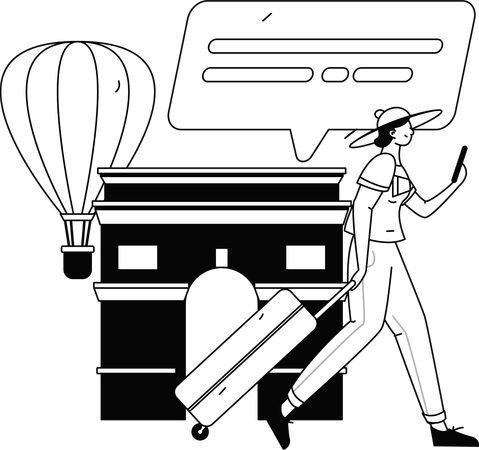 Woman finding way on her phone  Illustration