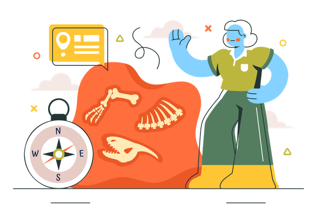Woman finds Archeology remains  Illustration