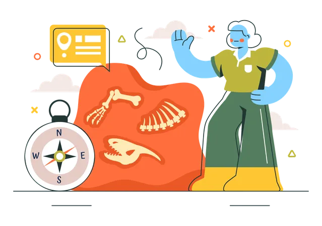Woman finds Archeology remains  Illustration
