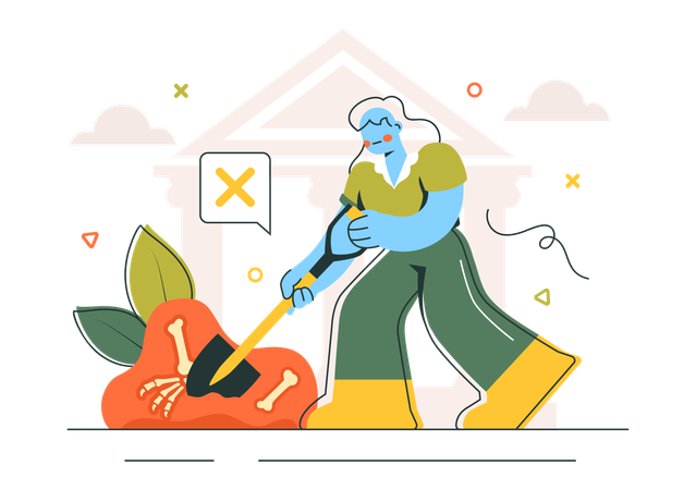Woman finds Archeology remains  Illustration