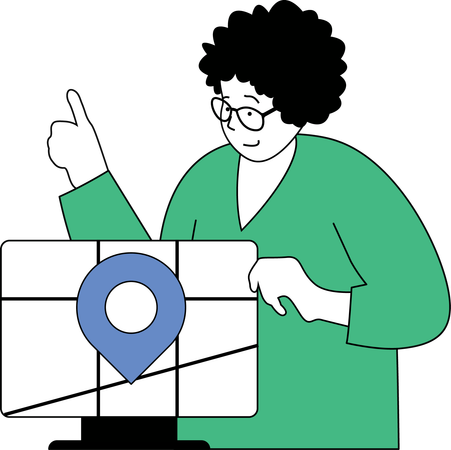 Woman finds delivery address  Illustration