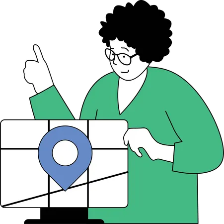 Woman finds delivery address  Illustration