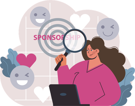 Woman finds for sponsorship  Illustration