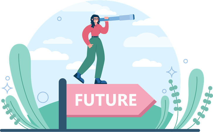 Woman finds future goals  イラスト